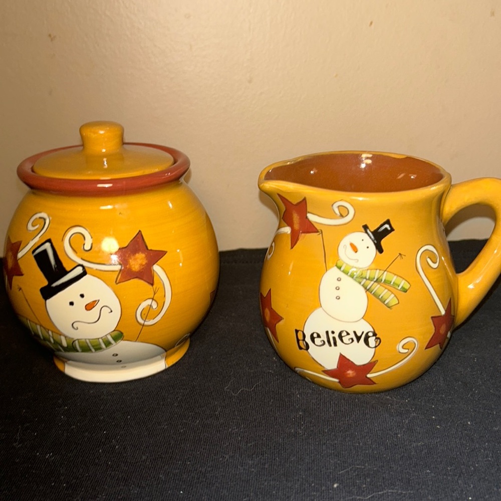 Redware by Lang Sugar and Creamer set